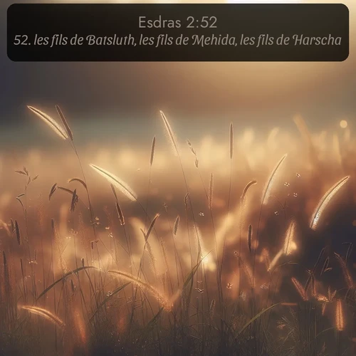 Segond Esdras  ; image nature: image avec le verset biblique :les fils de Batsluth, les fils de Mehida, les fils de Harscha, ;  ; 2:52