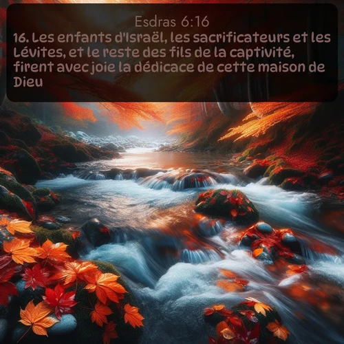 Segond Esdras  ; image nature: image avec le verset biblique :Les enfants d&#039;Israël, les sacrificateurs et les Lévites, et le reste des fils de la captivité, firent avec joie la dédicace de cette maison de Dieu. ;  ; 6:16