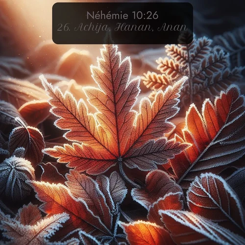 Segond Néhémie  ; image nature: image avec le verset biblique :Achija, Hanan, Anan, ;  ; 10:26