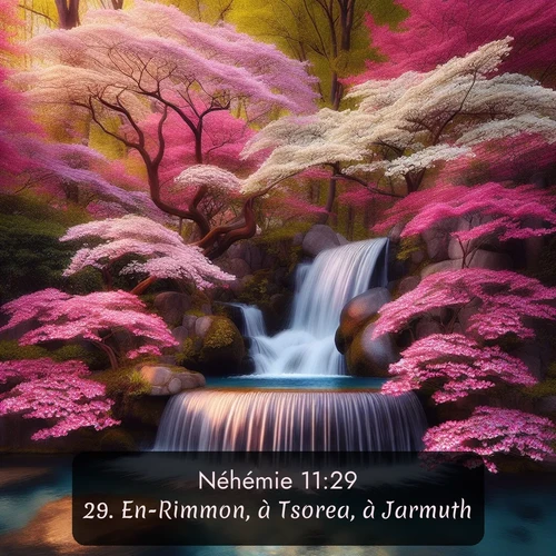 Segond Néhémie  ; image nature: image avec le verset biblique :En-Rimmon, à Tsorea, à Jarmuth, ;  ; 11:29