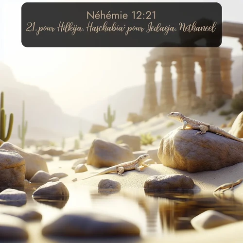 Segond Néhémie  ; image nature: image avec le verset biblique :pour Hilkija, Haschabia; pour Jedaeja, Nethaneel. ;  ; 12:21