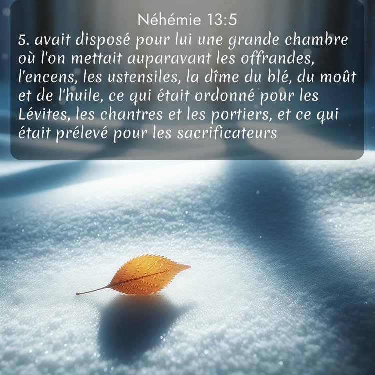 Segond Néhémie 13:5