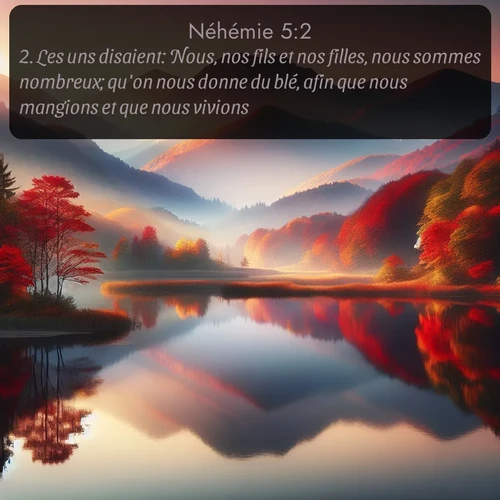 Segond Néhémie  ; image nature: image avec le verset biblique :Les uns disaient: Nous, nos fils et nos filles, nous sommes nombreux; qu&#039;on nous donne du blé, afin que nous mangions et que nous vivions. ;  ; 5:2