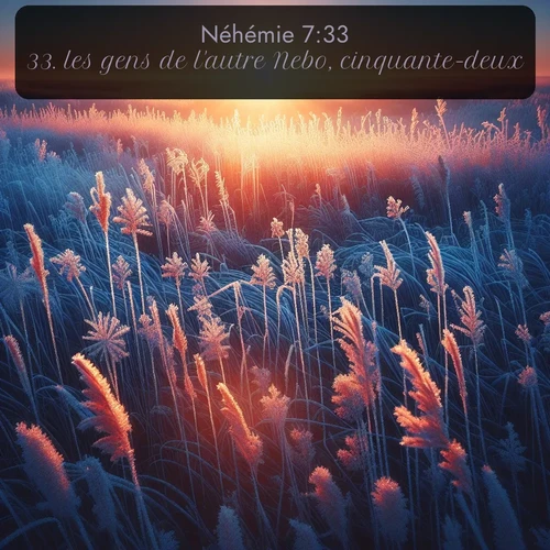 Segond Néhémie  ; image nature: image avec le verset biblique :les gens de l&#039;autre Nebo, cinquante-deux; ;  ; 7:33