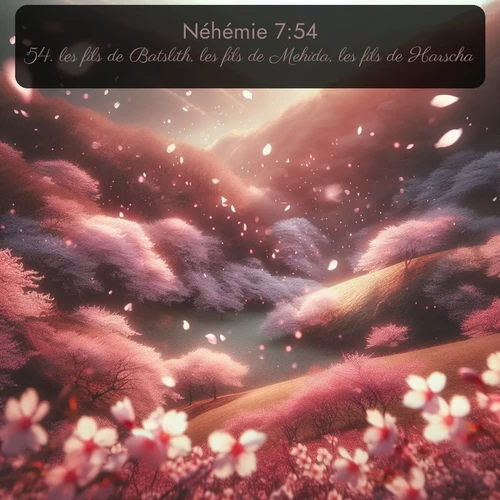 Segond Néhémie  ; image nature: image avec le verset biblique :les fils de Batslith, les fils de Mehida, les fils de Harscha, ;  ; 7:54