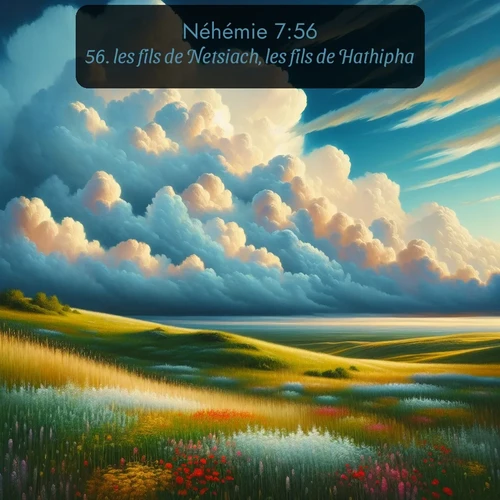 Segond Néhémie  ; image nature: image avec le verset biblique :les fils de Netsiach, les fils de Hathipha. ;  ; 7:56