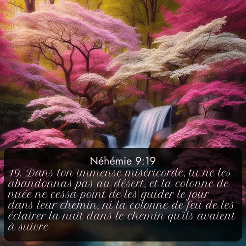 Segond Néhémie  ; image nature: image avec le verset biblique :Dans ton immense miséricorde, tu ne les abandonnas pas au désert, et la colonne de nuée ne cessa point de les guider le jour dans leur chemin, ni la colonne de feu de les éclairer la nuit dans le chemin qu&#039;ils avaient à suivre. ;  ; 9:19