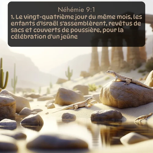 Segond Néhémie  ; image nature: image avec le verset biblique :Le vingt-quatrième jour du même mois, les enfants d&#039;Israël s&#039;assemblèrent, revêtus de sacs et couverts de poussière, pour la célébration d&#039;un jeûne. ;  ; 9:1