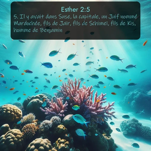 Segond Esther  ; image nature: image avec le verset biblique :Il y avait dans Suse, la capitale, un Juif nommé Mardochée, fils de Jaïr, fils de Schimeï, fils de Kis, homme de Benjamin, ;  ; 2:5