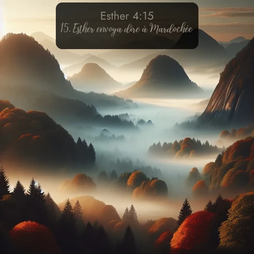Segond Esther  ; image nature: image avec le verset biblique :Esther envoya dire à Mardochée: ;  ; 4:15