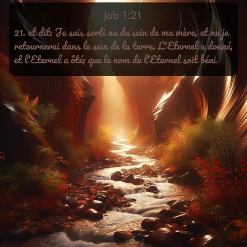 Segond Job  ; image nature: image avec le verset biblique :et dit: Je suis sorti nu du sein de ma mère, et nu je retournerai dans le sein de la terre. L&#039;Eternel a donné, et l&#039;Eternel a ôté; que le nom de l&#039;Eternel soit béni! ;  ; 1:21