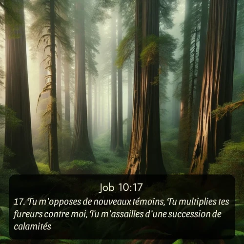 Segond Job  ; image nature: image avec le verset biblique :Tu m&#039;opposes de nouveaux témoins, Tu multiplies tes fureurs contre moi, Tu m&#039;assailles d&#039;une succession de calamités. ;  ; 10:17