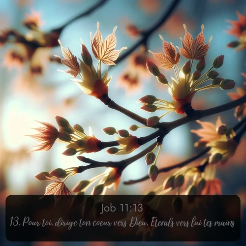 Segond Job  ; image nature: image avec le verset biblique :Pour toi, dirige ton coeur vers Dieu, Etends vers lui tes mains, ;  ; 11:13