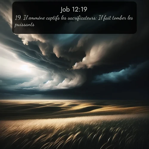 Segond Job  ; image nature: image avec le verset biblique :Il emmène captifs les sacrificateurs; Il fait tomber les puissants. ;  ; 12:19
