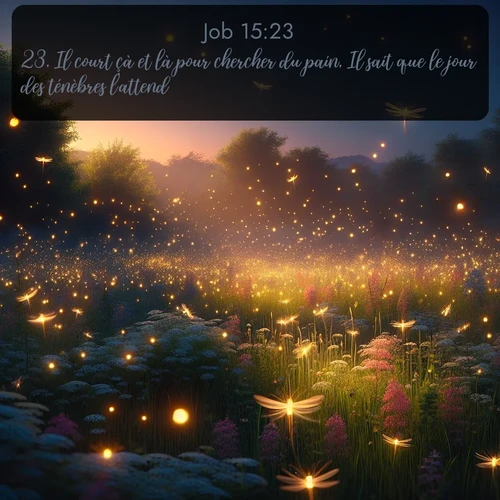 Segond Job  ; image nature: image avec le verset biblique :Il court çà et là pour chercher du pain, Il sait que le jour des ténèbres l&#039;attend. ;  ; 15:23