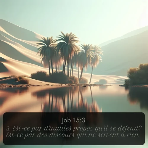 Segond Job  ; image nature: image avec le verset biblique :Est-ce par d&#039;inutiles propos qu&#039;il se défend? Est-ce par des discours qui ne servent à rien? ;  ; 15:3