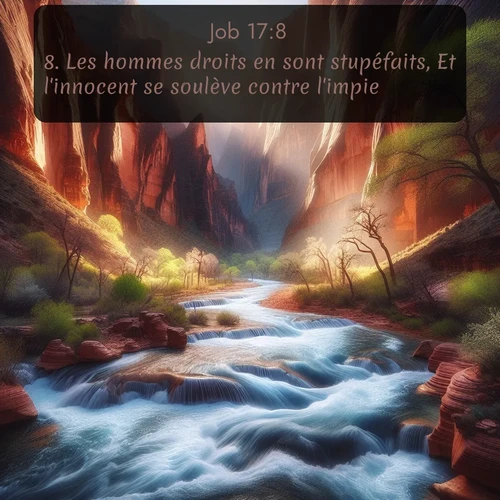 Segond Job  ; image nature: image avec le verset biblique :Les hommes droits en sont stupéfaits, Et l&#039;innocent se soulève contre l&#039;impie. ;  ; 17:8