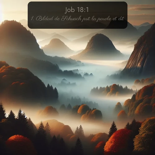 Segond Job  ; image nature: image avec le verset biblique :Bildad de Schuach prit la parole et dit: ;  ; 18:1