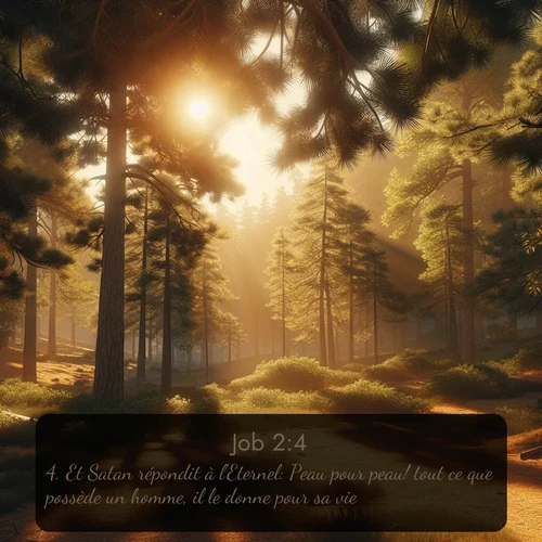Segond Job  ; image nature: image avec le verset biblique :Et Satan répondit à l&#039;Eternel: Peau pour peau! tout ce que possède un homme, il le donne pour sa vie. ;  ; 2:4