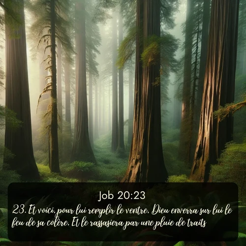 Segond Job  ; image nature: image avec le verset biblique :Et voici, pour lui remplir le ventre, Dieu enverra sur lui le feu de sa colère, Et le rassasiera par une pluie de traits. ;  ; 20:23