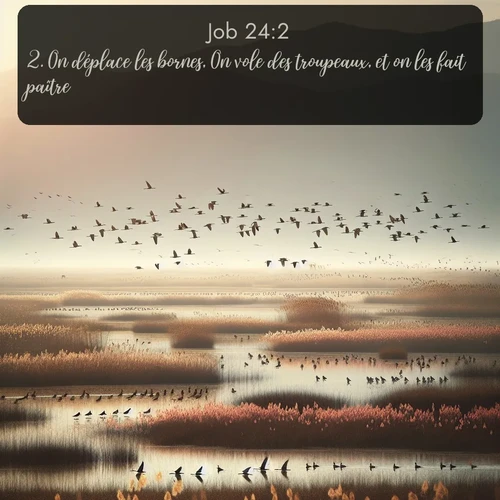 Segond Job  ; image nature: image avec le verset biblique :On déplace les bornes, On vole des troupeaux, et on les fait paître; ;  ; 24:2