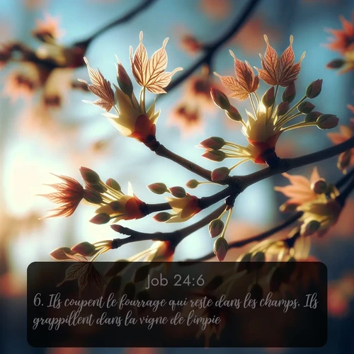 Segond Job  ; image nature: image avec le verset biblique :Ils coupent le fourrage qui reste dans les champs, Ils grappillent dans la vigne de l&#039;impie; ;  ; 24:6