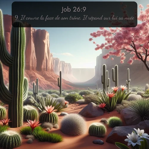 Segond Job  ; image nature: image avec le verset biblique :Il couvre la face de son trône, Il répand sur lui sa nuée. ;  ; 26:9