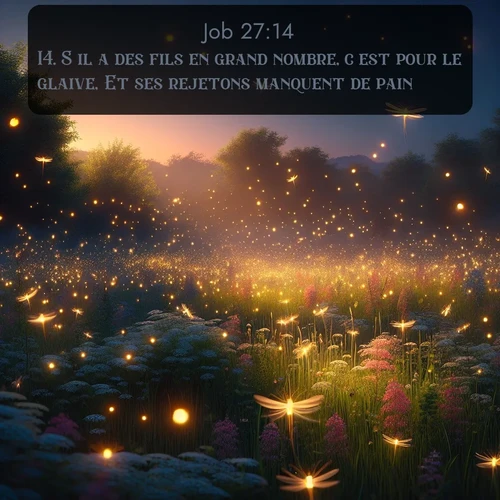 Segond Job  ; image nature: image avec le verset biblique :S&#039;il a des fils en grand nombre, c&#039;est pour le glaive, Et ses rejetons manquent de pain; ;  ; 27:14