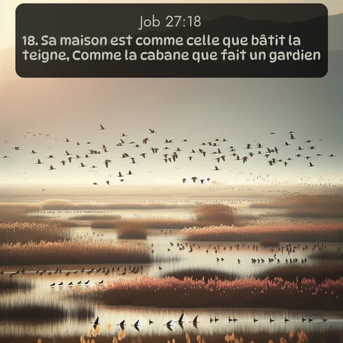 Segond Job  ; image nature: image avec le verset biblique :Sa maison est comme celle que bâtit la teigne, Comme la cabane que fait un gardien. ;  ; 27:18