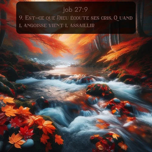 Segond Job  ; image nature: image avec le verset biblique :Est-ce que Dieu écoute ses cris, Quand l&#039;angoisse vient l&#039;assaillir? ;  ; 27:9