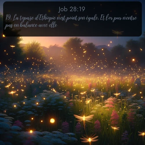 Segond Job  ; image nature: image avec le verset biblique :La topaze d&#039;Ethiopie n&#039;est point son égale, Et l&#039;or pur n&#039;entre pas en balance avec elle. ;  ; 28:19