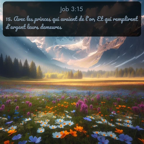 Segond Job  ; image nature: image avec le verset biblique :Avec les princes qui avaient de l&#039;or, Et qui remplirent d&#039;argent leurs demeures. ;  ; 3:15