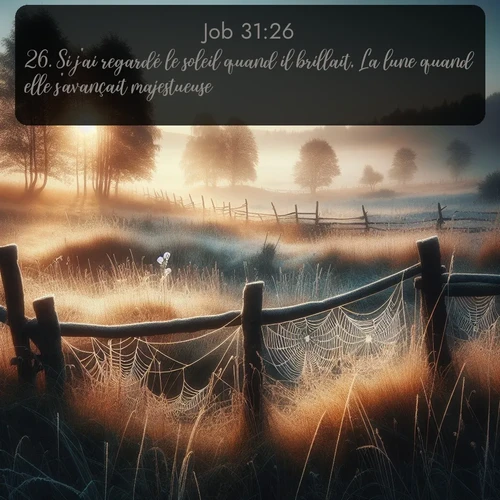 Segond Job  ; image nature: image avec le verset biblique :Si j&#039;ai regardé le soleil quand il brillait, La lune quand elle s&#039;avançait majestueuse, ;  ; 31:26