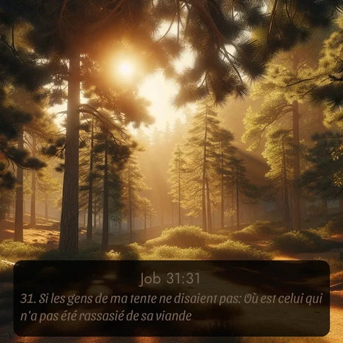 Segond Job  ; image nature: image avec le verset biblique :Si les gens de ma tente ne disaient pas: Où est celui qui n&#039;a pas été rassasié de sa viande? ;  ; 31:31