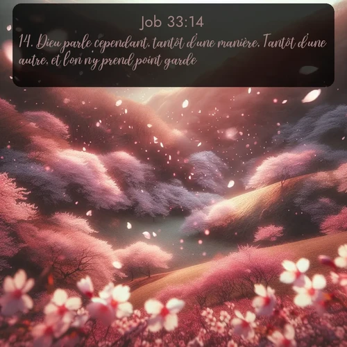 Segond Job  ; image nature: image avec le verset biblique :Dieu parle cependant, tantôt d&#039;une manière, Tantôt d&#039;une autre, et l&#039;on n&#039;y prend point garde. ;  ; 33:14
