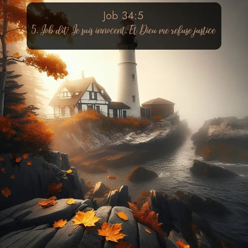 Segond Job  ; image nature: image avec le verset biblique :Job dit: Je suis innocent, Et Dieu me refuse justice; ;  ; 34:5