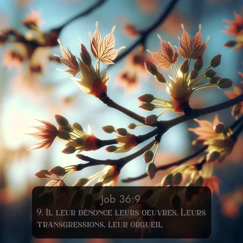 Segond Job  ; image nature: image avec le verset biblique :Il leur dénonce leurs oeuvres, Leurs transgressions, leur orgueil; ;  ; 36:9
