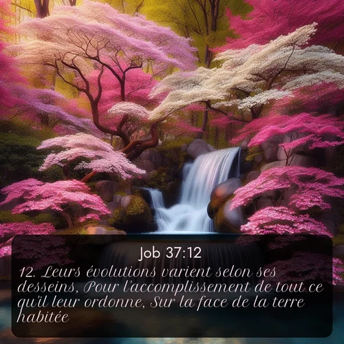Segond Job  ; image nature: image avec le verset biblique :Leurs évolutions varient selon ses desseins, Pour l&#039;accomplissement de tout ce qu&#039;il leur ordonne, Sur la face de la terre habitée; ;  ; 37:12