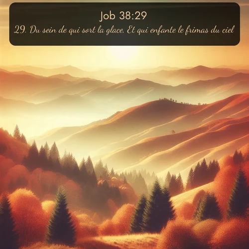 Segond Job  ; image nature: image avec le verset biblique :Du sein de qui sort la glace, Et qui enfante le frimas du ciel, ;  ; 38:29
