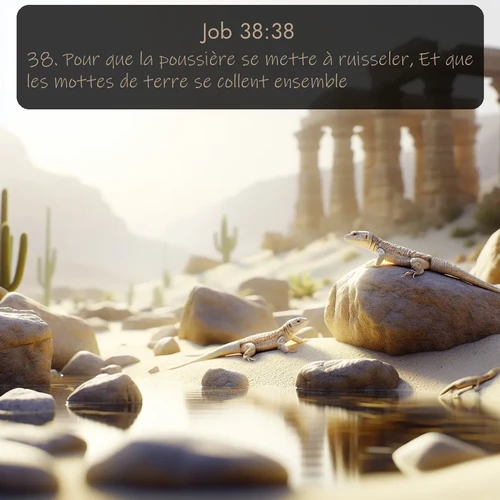 Segond Job  ; image nature: image avec le verset biblique :Pour que la poussière se mette à ruisseler, Et que les mottes de terre se collent ensemble? ;  ; 38:38