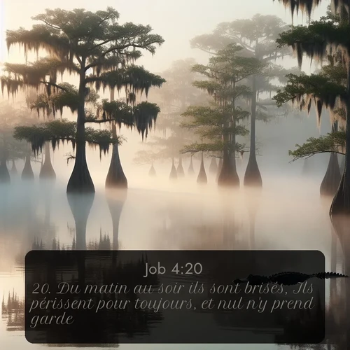 Segond Job  ; image nature: image avec le verset biblique :Du matin au soir ils sont brisés, Ils périssent pour toujours, et nul n&#039;y prend garde; ;  ; 4:20