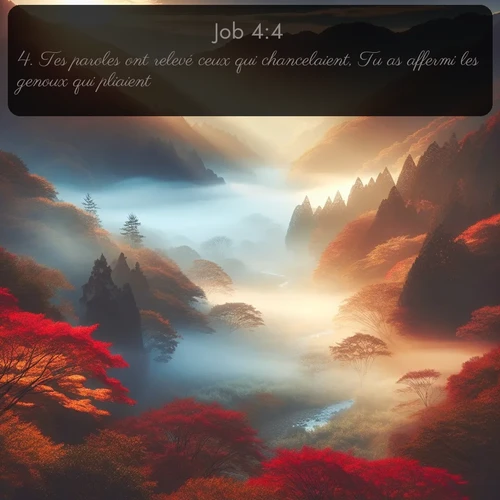 Segond Job  ; image nature: image avec le verset biblique :Tes paroles ont relevé ceux qui chancelaient, Tu as affermi les genoux qui pliaient. ;  ; 4:4
