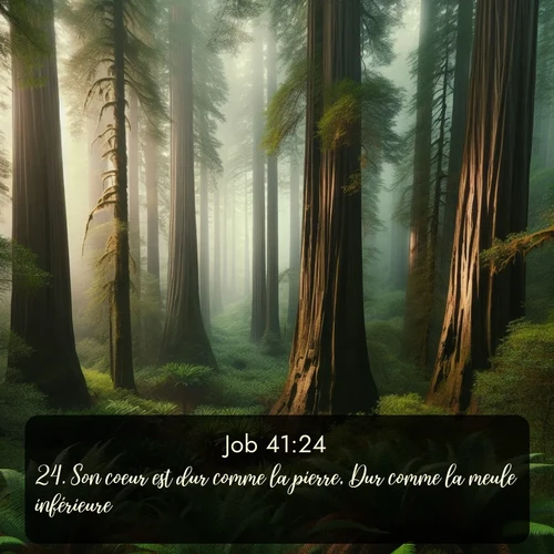 Segond Job  ; image nature: image avec le verset biblique :Son coeur est dur comme la pierre, Dur comme la meule inférieure. ;  ; 41:24