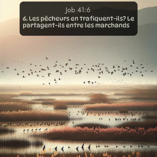 Segond Job  ; image nature: image avec le verset biblique :Les pêcheurs en trafiquent-ils? Le partagent-ils entre les marchands? ;  ; 41:6