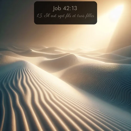 Segond Job  ; image nature: image avec le verset biblique :Il eut sept fils et trois filles: ;  ; 42:13