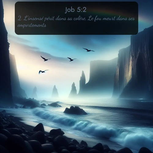 Segond Job  ; image nature: image avec le verset biblique :L&#039;insensé périt dans sa colère, Le fou meurt dans ses emportements. ;  ; 5:2