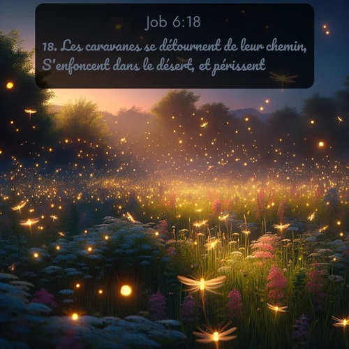 Segond Job  ; image nature: image avec le verset biblique :Les caravanes se détournent de leur chemin, S&#039;enfoncent dans le désert, et périssent. ;  ; 6:18