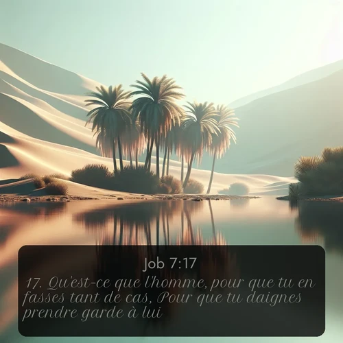 Segond Job  ; image nature: image avec le verset biblique :Qu&#039;est-ce que l&#039;homme, pour que tu en fasses tant de cas, Pour que tu daignes prendre garde à lui, ;  ; 7:17