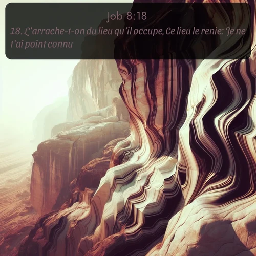 Segond Job  ; image nature: image avec le verset biblique :L&#039;arrache-t-on du lieu qu&#039;il occupe, Ce lieu le renie: Je ne t&#039;ai point connu! ;  ; 8:18