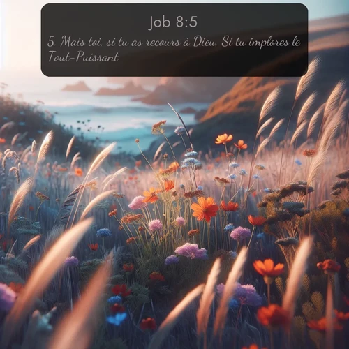 Segond Job  ; image nature: image avec le verset biblique :Mais toi, si tu as recours à Dieu, Si tu implores le Tout-Puissant; ;  ; 8:5